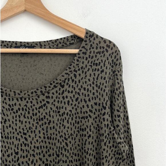 Rails Colby Linen-Blend Scoop Neck Long Sleeve Tee Olive Mini Spotted - Small - Picture 7 of 10
